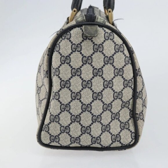 GUCCI GG Supreme Sherry Line Hand Bag PVC Navy Gold 012 3842 58 Auth gh1137 - Picture 7 of 16